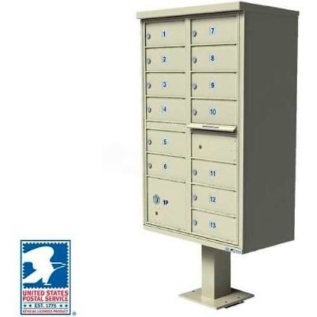 FLORENCE MFG CO Vital Cluster Box Unit, 13 Mailboxes, 1 Parcel Locker, Sandstone 1570-13SDAF